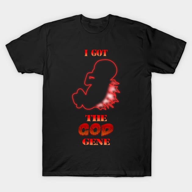 I Got the GOD Gene - Godzilla Dorsal Fetus - Red T-Shirt by geodesyn